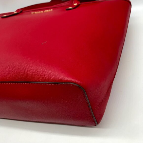 Michael Kors Jet Set Red Saffiano Leather Tote - Picture 6 of 10